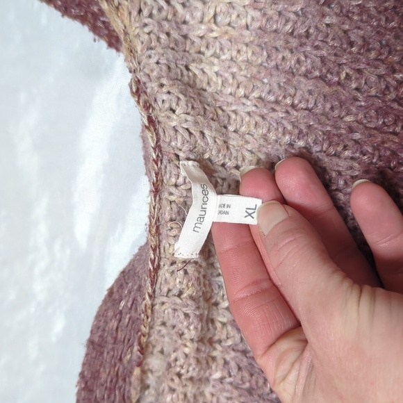 Maurices Open Knit Earthtone Gradient Open Front Cardigan XL Purple Gold - Picture 5 of 7